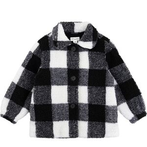 BNWT Miles The Label Fleece Sherpa Plaid Jacket  Black and White Sz 2 Kid Girl
